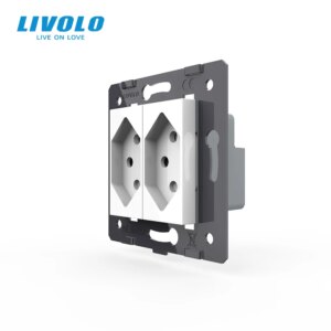 Livolo Socket DIY Parts White Plastic Materials EU standard two gangs Switzerland Function Key, VL-C7-C2CH-11