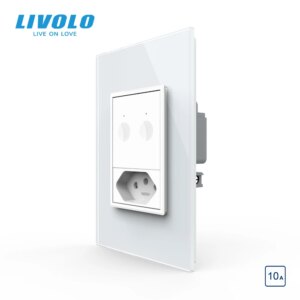 Livolo US AU Standard 67.5mm Wall Touch Switch,2Way Remote Control,white crystal glass,plastic key,push button,with Brazil plug