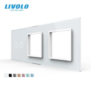 Livolo White Pearl Crystal Glass,222mm*80mm, EU standard,2Gang &2 Frame Glass Panel,C7-C2/SR/SR-11(4 Colors),only panel,no logo