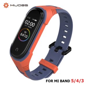 Mijobs Sport Strap For Xiaomi Mi Band 5 4 3 Silicone Wristbands Correa opaska miband4 Bracelet Mi band 4 Xaomi Wrist Watch
