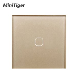 MiniTiger EU/UK Standard,1 Gang 1 Way Wall Touch Switch, White Crystal Glass Switch Panel, 220-250V, Only Touch Function