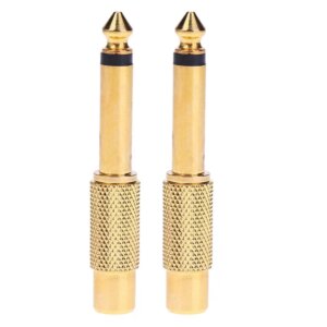 New Golden 1pc 6.35mm 1/4in Mono Male Jack to RCA Female Plug Audio Adapter Connector Plug Converter Headphone