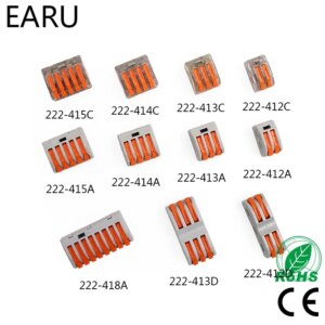 PCT-212 222-424 (30-50pcs/lot) 222 Mini Fast Wire Connectors Universal Compact Wiring Connector Push-in Terminal Block