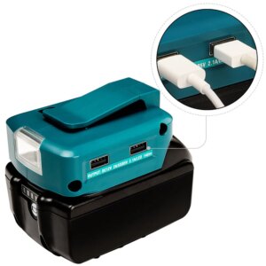 Portable 14.4V /18V 200LM LED Light Li-ion Battery Dual USB Battery Converter for Makita Battery Outdoor Flashlight Accessories