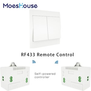 RF433 Wireless Switch No Battery Remote Control Wall Light Switch Self Powered No Wiring Needed Wall Panel Transmitter.