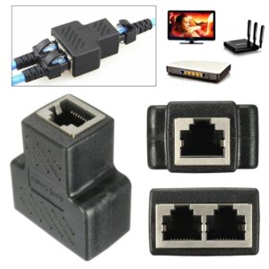 RJ45 Splitter Adapter Connector 1 to 2 Female Ports for CAT 5/CAT 6/CAT 7 LAN Ethernet Cables Socket Splitter Hub PC Laptop Mac
