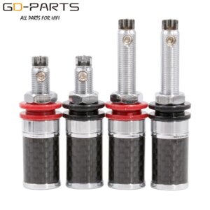 Rhodium Plated Copper 5-Way Speaker Binding Post Female Banana Jack Connector Carbon Fiber Shielding HIFI Audio DIY Screw Lock