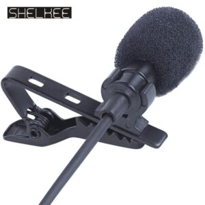 SHELKEE Omnidirectional Mini Audio Mic Microphone 3.5mm Jack Lavalier Tie Clip Mic for Speech Leture Interview K song