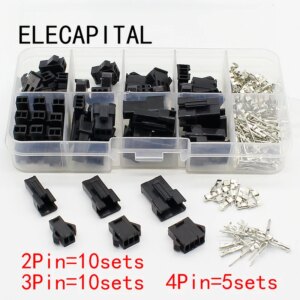 SM2.54 Kits 25 sets Kit in box 2p 3p 4p 2.54mm Pitch Female and Male Header Connectors Adaptor