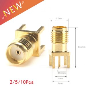 SMA Female Jack Solder Nut Edge PCB Clip Straight Mount Gold Plated RF Connector Receptacle Solder 2/5/10Pcs