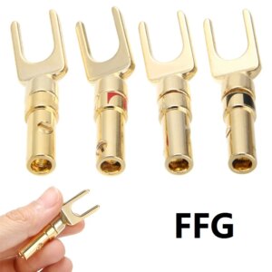 Spade Speaker Y Fork Connectors Gold Plated Cable Terminal Audio Plug for Binding Post Banana Jack Adapter