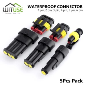 TSLEEN 5Pcs Waterproof Way Seal Quad Bike 1/2/3/4/5/6 Pin 12A IP68 Electrical Connector Plug Terminals For Truck Automotive Wire