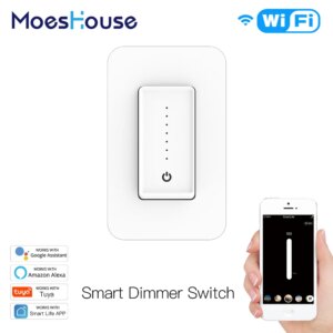 US WiFi Smart Light Dimmer Switch Smart Life/Tuya APP Compatible with Alexa Google Home for Voice Control,No Hub Required