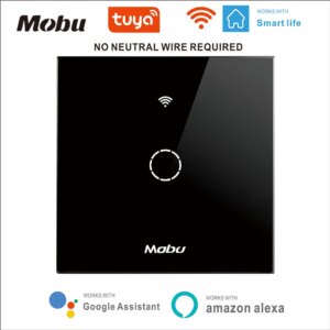Wifi Wall Touch Switch EU No Neutral Wire Required Smart Light Switch 1 Gang 220V Tuya Smart Home Support Alexa Google Home