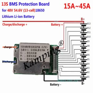 original protection BMS PCB is suitable for 48V / 54.6V 13s 18650 rechargeable lithium ion battery pack 15-45a electric bicycle