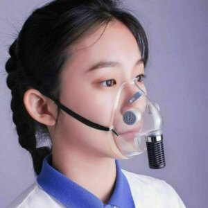 1 Set Reusable Half Face Mask Transparent Respirator Silicone Anti-droplets Face Cover Edible Grade Silicone Material TPU