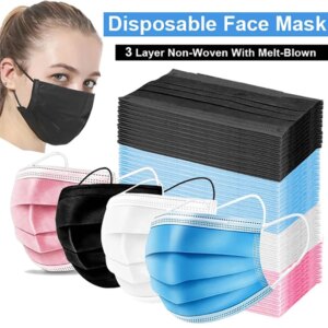 10-200pcs Mask Disposable Non wove 3 Layer Ply Filter Mask mouth Face mask Breathable Earloops Masks Face Masks Fast Shipping