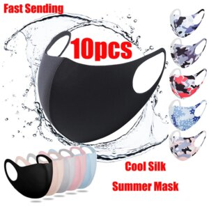 10pcs Black Mouth Mask Reusable Mask Washable Face Shield Masque Face Mask Cloth Fashion Pattern Breathable Adult Facial Masks