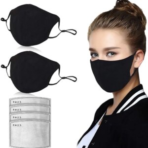 2Pcs Cotton Mask With 4Pcs Filters Protective Mask Black Washable Face Mask Breathable Mouth Cover Reusable Mask masques