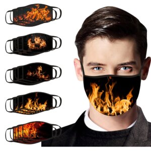 3/5Pcs Reusable Face Mask Fire Printed Mouth Cover Washable Adult Mouth Mask Protective Mask Breathable Mouth Caps mascarillas