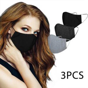 3pcs Anti-dust Black Reusable Mouth Mask Unisex Cotton Dustproof Washable Face Masks For Cycling Camp mascarilla reutilizable