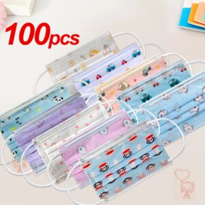 50/100pcs Disposable Masks For Children Kids Face Mouth Mask Child mascarillas Cartoon Nonwoven 3-layers Breathablthe Face Mask