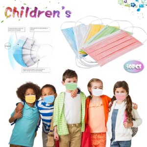 50pcs Face Mask for Kids Breathable Disposable Boy And Girl Colorful Masks For Children 3-layer Mask Маски Для Лица Защитные