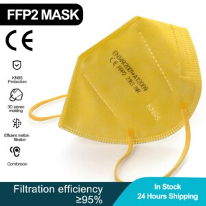 5PCS-100 PCS Yellow KN95 Masks FFP2 Mascarilla Dust Protective Face Mask KN95 Filter 5 Layer Safety Reusable ffp2mask Mondmasker