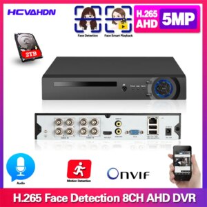 AHD Video Audio Face Detection CCTV 8CH Recorder H.265 5MP 4MP 1080P 6 in 1 Hybrid DVR XVi TVi CVI IP NVR For CCTV AHD& Camera