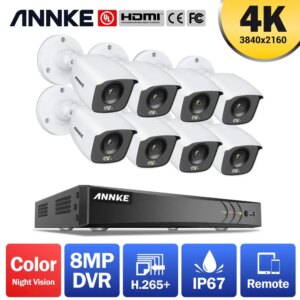 ANNKE 4K Ultra FHD Full Color Video Surveillance System 8CH 8MP H.265+ DVR With 8MP Outdoor Weatherproof Security CCTV Cameras
