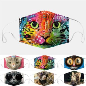 Cartoon Animal Print Adult Mask Reusable Mask Protective Face Mask Washable Mouth Caps Breathable Mouth Mask mascarillas