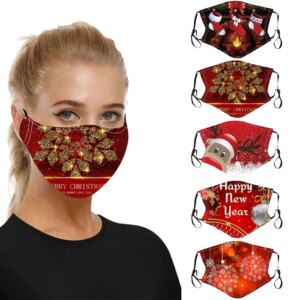 Christmas Print Mouth Mask Reusable Mask Breathable Mouth Caps Washable Face Mask Anti Pollution Protective Mouth Cover masques