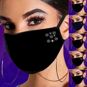 Christmas Rhinestone Pattern Adult Mask Protective Mask Washable Breathable Face Mask Cloth Mouth Caps Reusable Mouth Mask