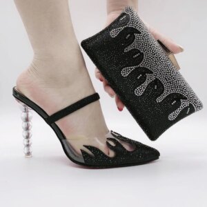 Classics Style African Shoe And Bag Set For Party African Shoe With Matching Bag Matching Black Color Shoe And Bag for Party