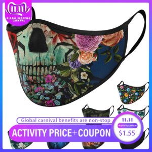 Fashion Mask Adult skull 3D Print Dustproof Face Mask Anti Pollution WindProof Mask Washable Reusable Breathable Face Mouth Mask
