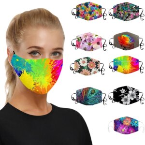 Flower Printed Mask Cotton Breathable Mouth Mask Cloth Mouth Caps Adult Reusable Face Mask Protective Mouth Cover masques