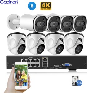 Gadinan 4K Ultra HD 8CH POE NVR Kit H.265 CCTV IP Camera Security System 8MP IR Outdoor Night Vision Video Surveillance Kits