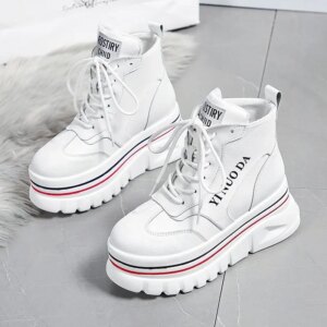 High Top Sneakers Women Casual Shoes Fashion Height Increasing Thick Bottom Winter Plush Platform Shoes Woman Chunky Sneakers