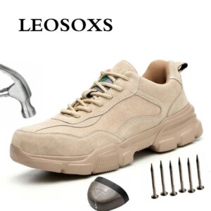 LEOSOXS Breathable Safety Shoes Men's Work Boots Lightweight Construction Safety Air Mesh Men and Women Sneakers Free Shipping
