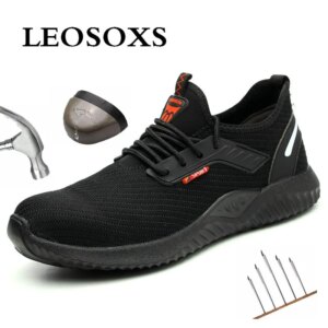 Leoxose Safety Work Shoes for Men Steel Toe Cap Anti-smashing Working Boots Breathable Mesh Deodorant Protective Free Shipping