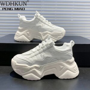 New Black Dad Chunky Sneakers Casual Vulcanized Shoes Woman High Platform Sneakers Lace Up White Sneakers Women 2020