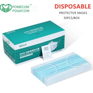 POWECOM Disposable Protective Mask 3 Layers Nonwoven Mouth Mask Thickened Breathable Earloop Dustproof Safety Mask 10/50/100PCS