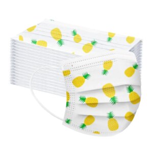 Pineapple Printed Children's Mask Disposable Face Mask Industrial 3ply Ear Loop 50pc Mouth Mask Mascarillas