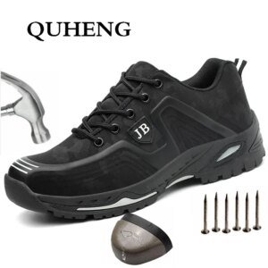 QUHENG Indestructible Shoes Men Safety Work Shoes Puncture-Proof Outdoor Steel Toe Cap Non-slip Comfort Men Boots Dropshipping
