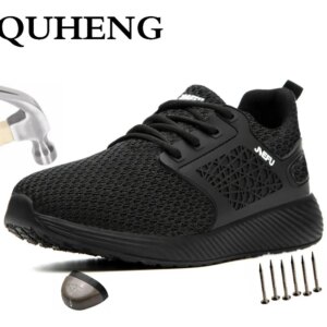 QUHENG Men's Outdoor Anti Slip Breathable Protective Work Shoes Free Shipping Anti-Static Mesh Sneakers Deodorant Big Size 48