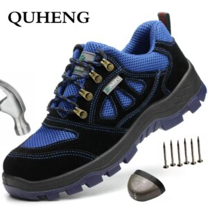 QUHENG Men's Outdoor Steel Toe Protective Anti Smashing Work Shoes Plus Size Construction Shoes Construction Safety Dropshipping
