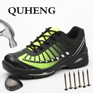QUHENG Men's Steel Toe Anti Smashing Safety Protective Shoes Puncture-Proof Construction Safety Non-Slip Big Size Anti-Static