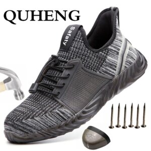 QUHENG Plus Size Men's Steel Toe Cap Protective Work Boots Shoes Puncture-Proof Casual Camouflage Military Boots Free shipping
