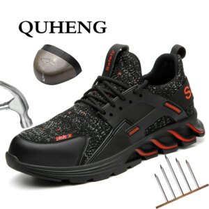 QUHENG Safety Work Shoes for Men Steel Toe Cap Anti-smashing Working Boots Steel Toe Anti-smashing Indestructible New Design 48