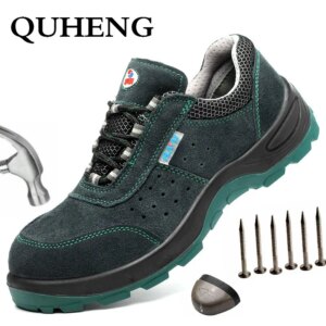 QUHENG Work Safety Shoes Men Anti-slippery Work Boots Winter Puncture-Proof Construction Safety Protective Shoes Free shipping